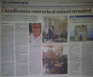 Cittadinanza onoraria ai minori stranieri_articolo_L'Arena_15-04-2014