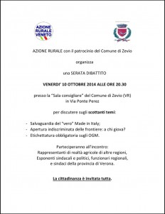 ZEVIO_10 ottobre 2014_dibattito Azione Rurale Veneto_volantino